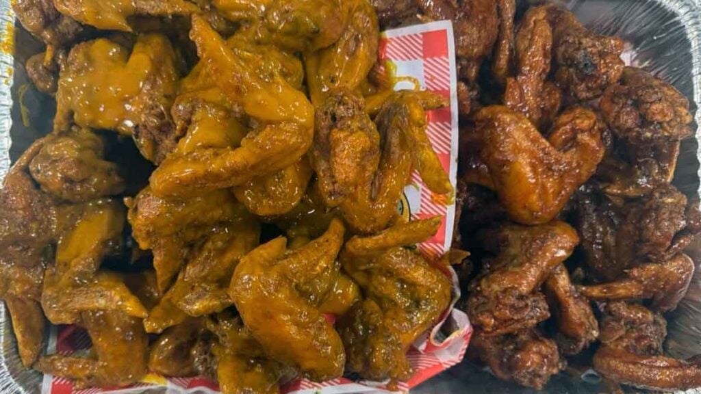 Wings in a tray.