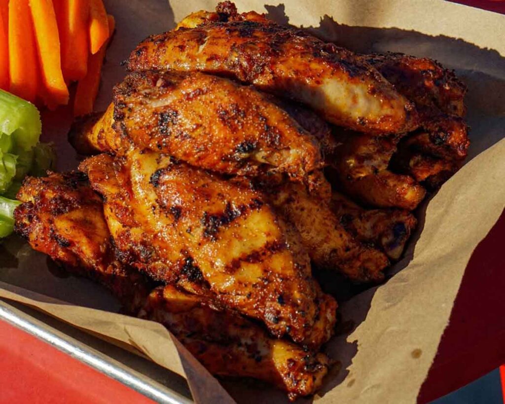 Wings with carrots and celery.